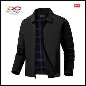 Men's Lightweight Windbreaker Jacket Polyester Water-Resistant Golf Work